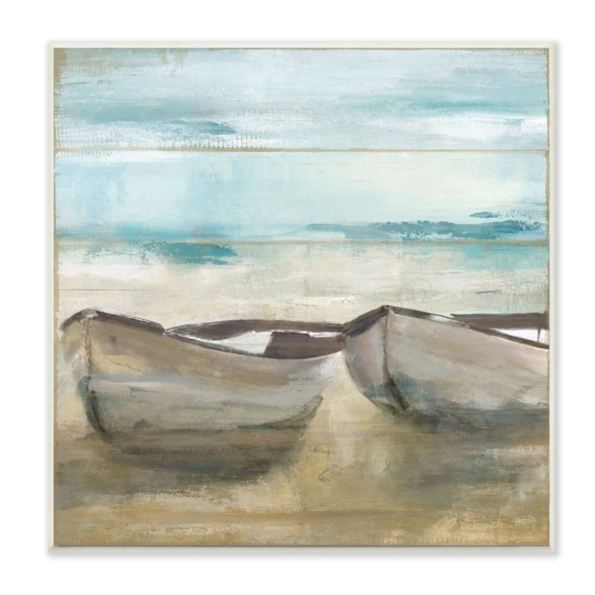 Stupell Industries Lake Boat Beach Landscape Wooden Wall Plaque